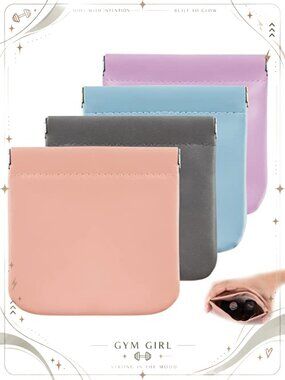 4pc PU Leather Cosmetic Bags Waterproof No-Zipper Travel Pouches
